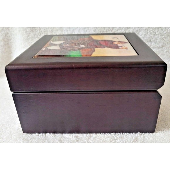 Wine Stopper Set Fat Golfer Wood Box Ceramic Tile Inset W/Box Jennifer Garant - Picture 9 of 12